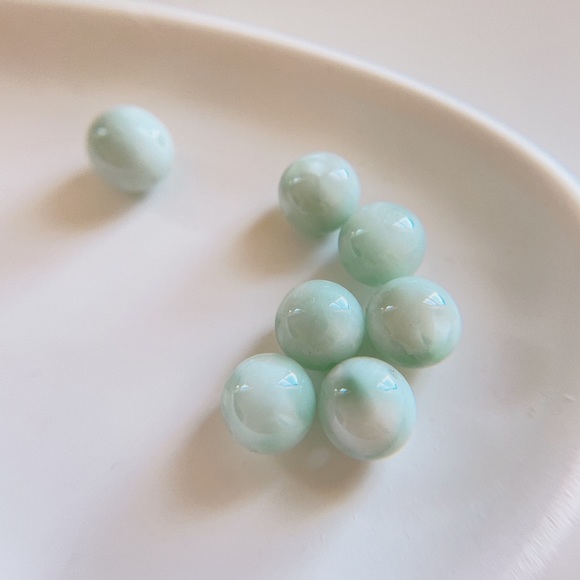 Handmade Natural Green Larimar Pearl Earrings - Picture 7 of 8